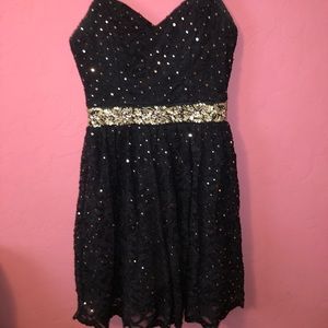 Navy blue and silver formal dress